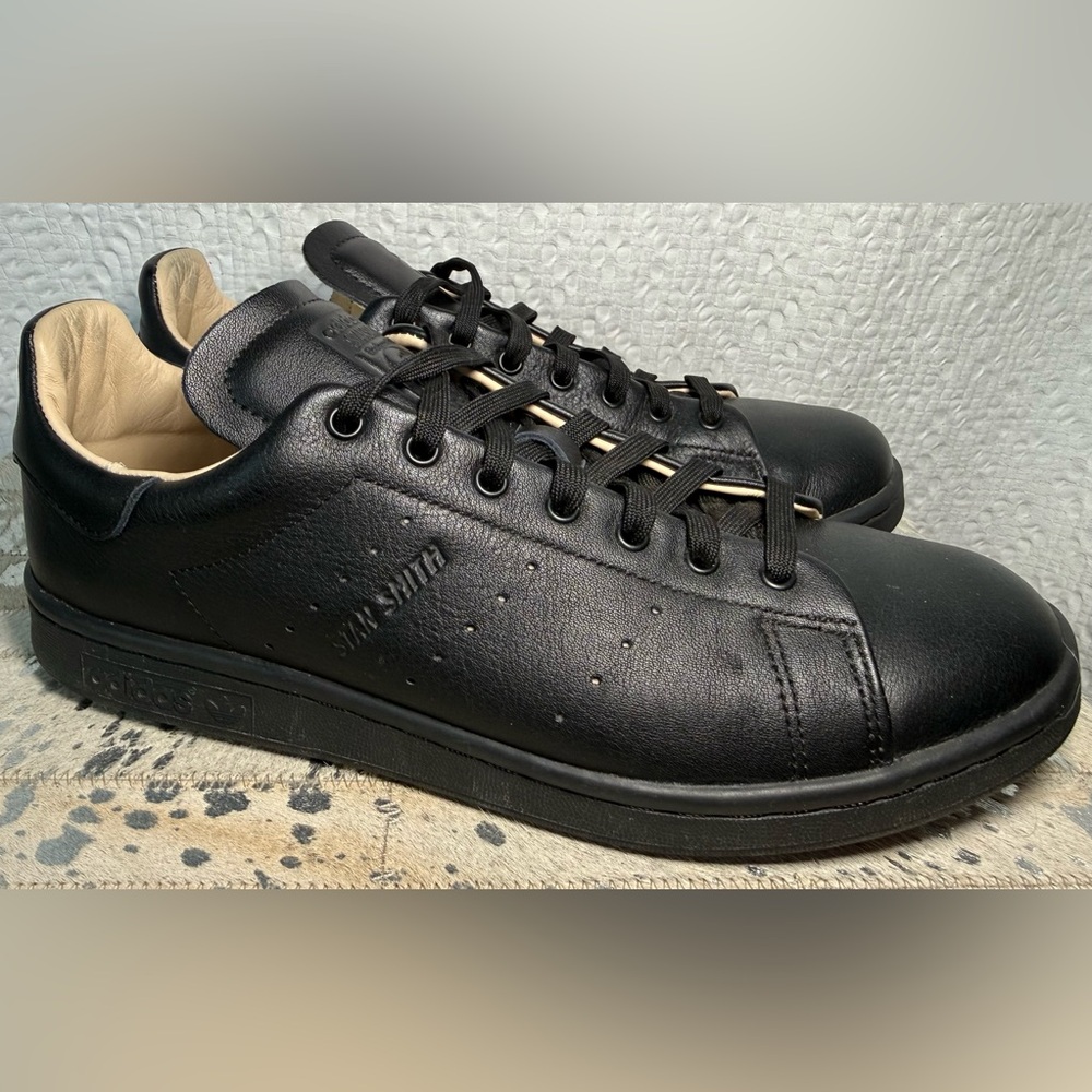 Adidas Stan Smith Lux Core Black Sand Strata Leather Sneakers 9
